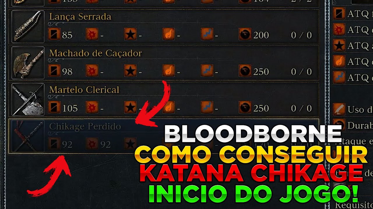 COMO CONSEGUIR KATANA CHIKAGE NO INICIO DO JOGO! - BLOODBORNE - YouTube