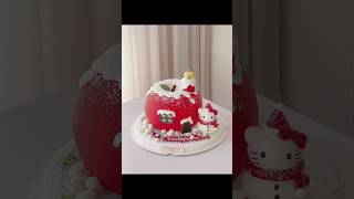 Cute Red Snowy Cake Tutorial #cake #baking #cakedecorating #cakedesign