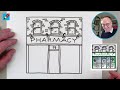 How to Draw a Pharmacy, Chemist or Drug Store Real Easy