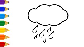 CLOUD AND RAIN DRAWING, Easy Drawing And Painting Videos #shorts