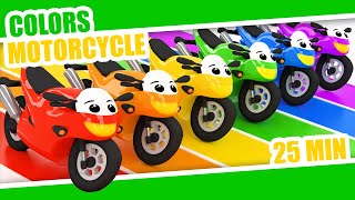 LEARN COLORS MOTORCYCLE | MOTORBIKE | Color Rainbow | Kids Babies Colors