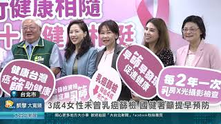 20240905 3成4女性未曾乳癌篩檢 國健署籲提早預防