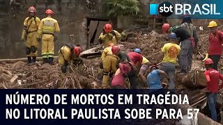 Número de mortos em tragédia no litoral paulista sobe para 57 | SBT Brasil (24/02/23)