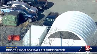 Procession underway for fallen Worcester firefighter
