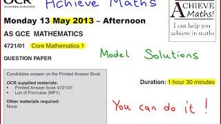 A-level Maths OCR June 2013 Core Mathematics 1 C1 (complete paper)