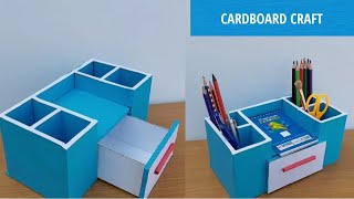 DIY Desktop Organizer by cardboard - Pen Holder organizer | Cardboard Craft