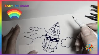 How to draw a CARTOON Rocket - STEP BY STEP