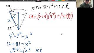Finding Surface Area Of A Cone Missing Slant Height
