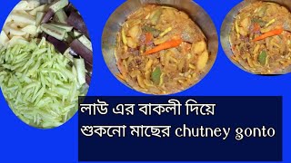 dry fish diye pani lau bakli gonto recipe // পানী লাউ এর বাকলী দিয়ে শুকনো মাছের gonto recipe