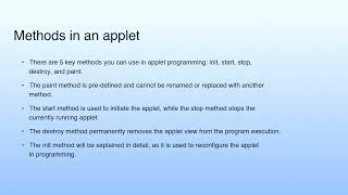 Methods in an applet | Lecture 05: Java Applet Programming