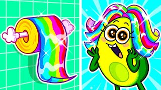 Rainbow Hair || Cool Beauty Hacks for Girls || Funny Cartoons by Avocado Couple
