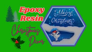 Resin Art 😍 DIY Christmas Lit-UP Decor 👀 #christmasdecor #litup #holidaydecor #silkscreen #resin