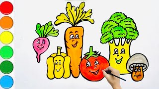 Draw easy vegetables for kids Drawing, painting, coloring vegetables for kids ||easy drawing  #10th