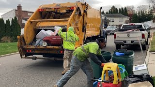 Garbage Truck vs Bulk Piles + Heavy Manual Trash | City of Glen Cove International 7400 / New Way RL