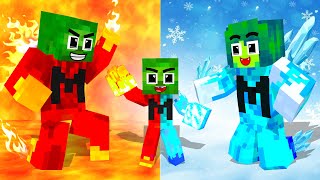 Monster School : Zombie x Squid Game FIRE DAD & ICE MOM - Minecraft Animation