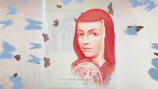 Billete de 100 pesos de la familia G - mariposa monarca y Sor Juana