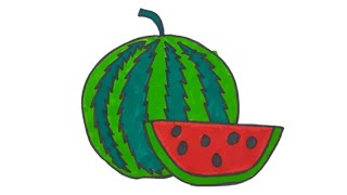 How to Watermelon Easy | How to Draw Watermelon for Kids - How to Watermelon Step by Step