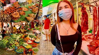 [4K] Cambodian food 2021, walking tour Boeung Trabek Market, local fresh food in Phnom Penh