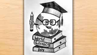 World Literacy Day Drawing Easy | How to  Draw International Literacy Day Poster Step by Step