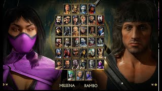 Mortal Kombat 11 Aftermath ALL CHARACTERS Select Screen update MILEENA RAIN and RAMBO