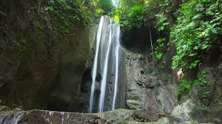 Calming mountain waterfall in the jungle. Water White noise. Nature sounds for sleeping.
