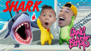 Gang Beasts Shark ATTACK! Kids Gaming! Kaven Adventures