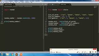 python, random numbers, random words