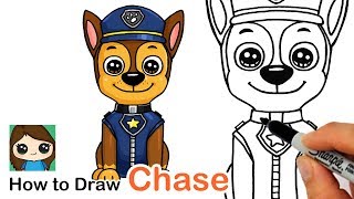 How to Draw Chase Easy | Paw Patrol