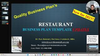 Updated – 2023 - RESTAURANT Business Plan Template by Paul Borosky, MBA.