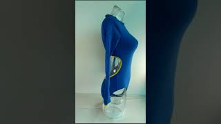 514103 HDW DANCE Royal Blue Cotton/Lycra Two Tone Long Sleeve Leotard