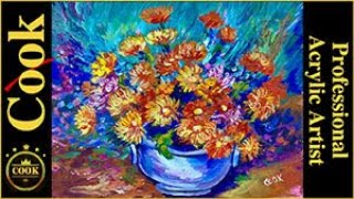 French Vase of Chrysanthemums Acrylic Tutorial for Beginner and Advanced Artists with Ginger Cook