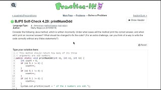 Java Practice It || 4.29 quadraticPreconditions || errors, if/else, method, void return