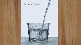 How to draw a glass of water with pencil, Easy Pencil Sketch Drawing 2021