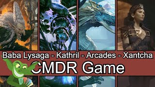 Ouch! Baba Lysaga vs Kathril vs Arcades vs Xantcha EDH / CMDR game play for Magic: The Gathering