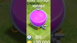 Elixir Storage Level 1 to Max #coc #youtube   shorts #clash of clans