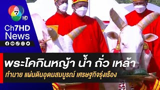 พระโคกินหญ้า น้ำ ถั่ว เหล้า ทำนาย แผ่นดินอุดมสมบูรณ์ เศรษฐกิจรุ่งเรือง