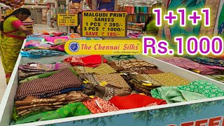 The Chennai silks Combo 1+1+1 = Rs.1000 Malgudi Print Sarees collection