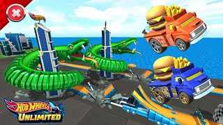 Hot Wheels Unlimited - Buns of Steel Cars Race in The Cobra Crush Track