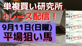 【競馬予想】９月１１日の平場勝負レース（４レース）中山６レース/中京６レース/中京７レース/中京１０レースが該当！