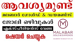 മലബാർ ഗോൾഡ് \u0026 ഡയമണ്ട്സ് ജോലി ഒഴിവുകൾ | job vacancy in kerala|kerala jobs| kerala job vacancy 2022|