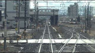 篠ノ井線の平田駅～村井駅間を走行する211系の前面展望