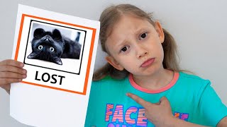 Alena and Policeman are looking for a lost kitten - kids pretend play Police
