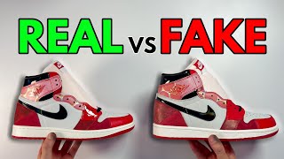 REAL VS FAKE! NIKE AIR JORDAN 1 HIGH SPIDERMAN ACROSS THE SPIDER-VERSE SNEAKER COMPARISON!