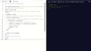 Implementing bubble sort algorithm in ruby.