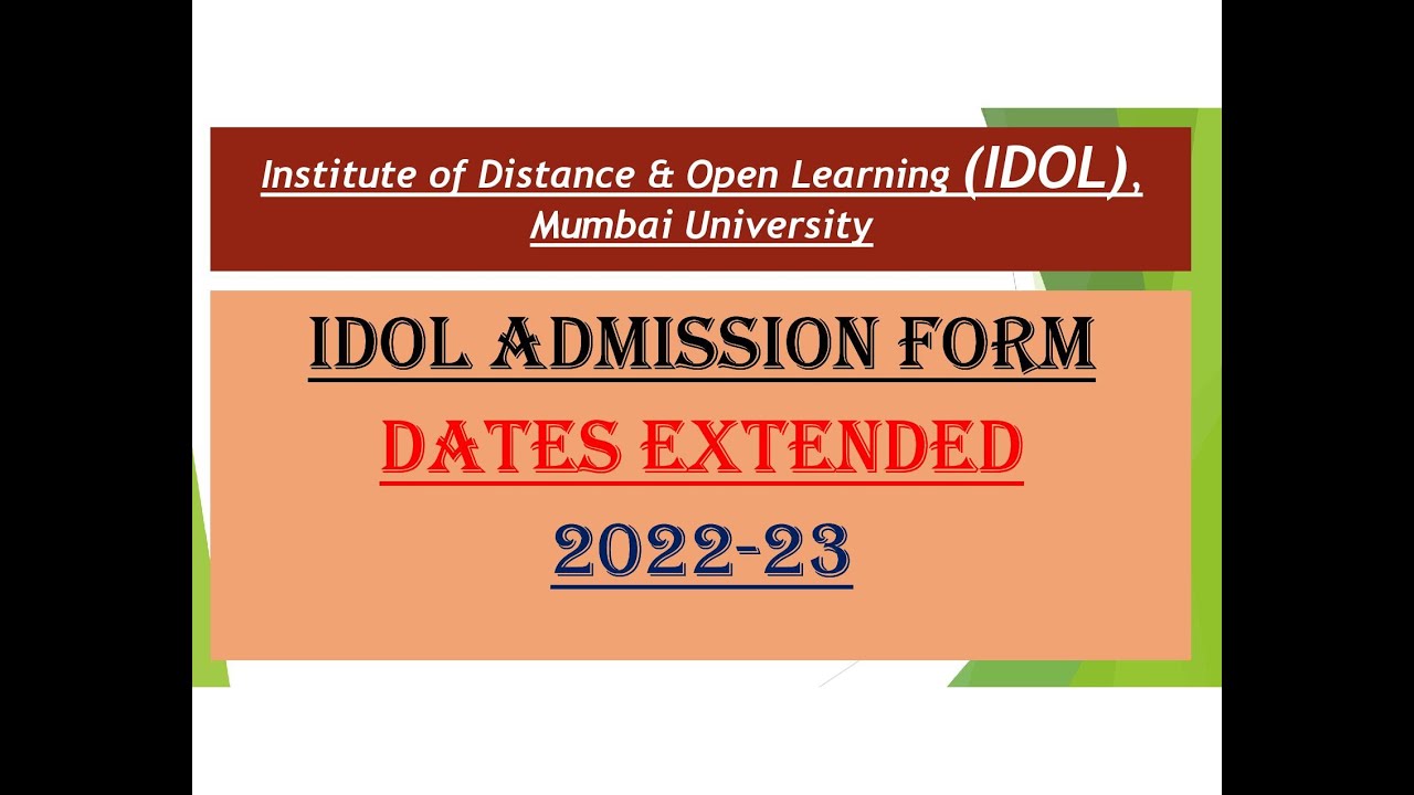 IDOL | Date Extended | Admission Forms | Mumbai University | Updates ...