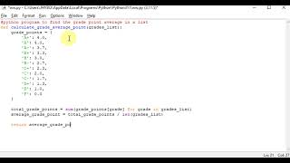 python program to find the grade point average in a list