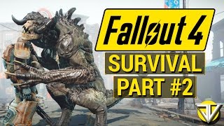 FALLOUT 4: SURVIVAL MODE Let's Play Part 2 - Defeating the DEATHCLAW! (PC Gameplay Walkthrough)