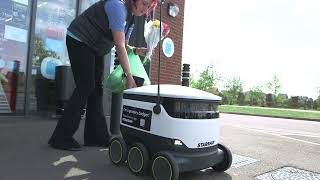 First food delivery in Cambourne by Starship Technologies robot. Video: Starship Technologies