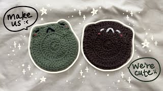 how to crochet the cutest frog \u0026 bear coasters ʕ •ᴥ•ʔ ♡ (°︿°) easy beginner-friendly tutorial.