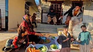 Natural life in the mountains, cooking Qalkhli meatballs and tiling the porch